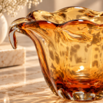 Amber Glass Bowl in Golden Light