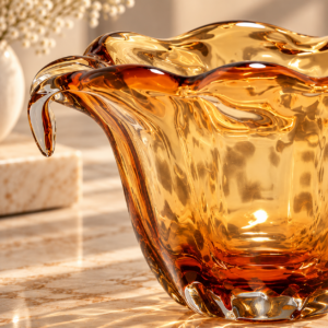 Amber Glass Bowl in Golden Light