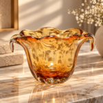 Amber Wavy Glass Centerpiece