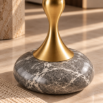 Brushed Gold Pedestal on Veined Marble