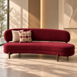 Burgundy Sofa in Sunlit Minimalist Interior