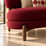 Burgundy Sofa with Walnut Leg