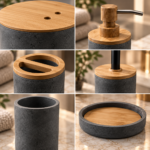 Charcoal and Bamboo Spa Accessories Collage