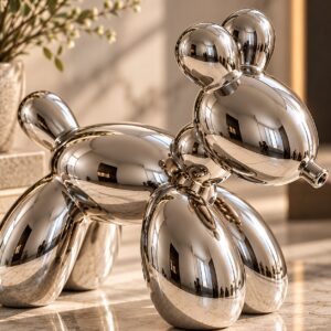 Chrome Balloon Dog in a Luxe Interior