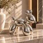 Chrome Balloon Dog in a Sunlit Interior