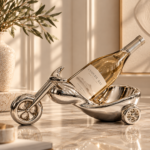 Chrome Motorcycle Wine Holder Display