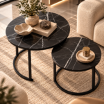 Elegant Black Marble Nesting Tables
