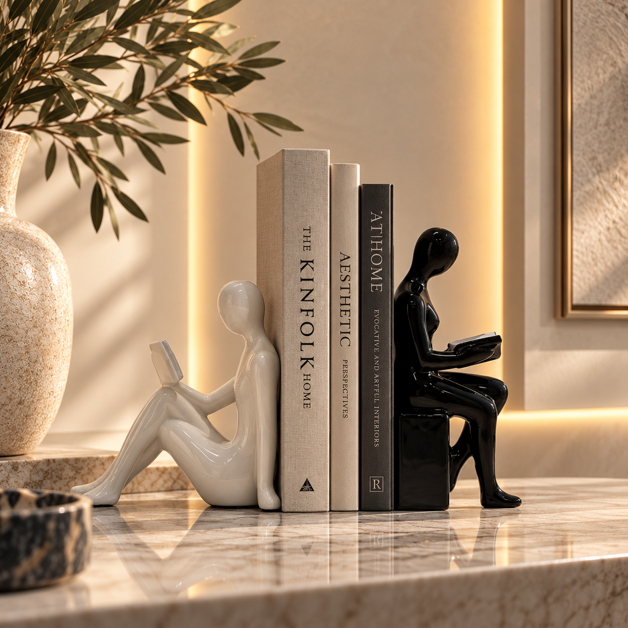 Elegant Bookend Vignette with Artful Interiors Elegant Bookend Vignette with Artful Interiors