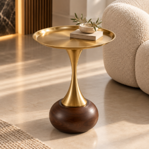 Elegant Brass Accent Table in a Cozy Interior