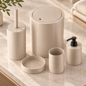 Elegant Cream Bathroom Countertop Set