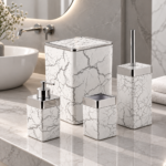 Elegant Marble Bathroom Accessory Set