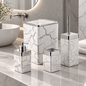 Elegant Marble Bathroom Accessory Set