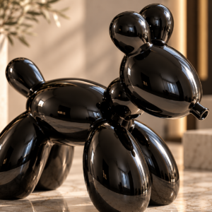 Glossy Black Balloon Dog Sculpture