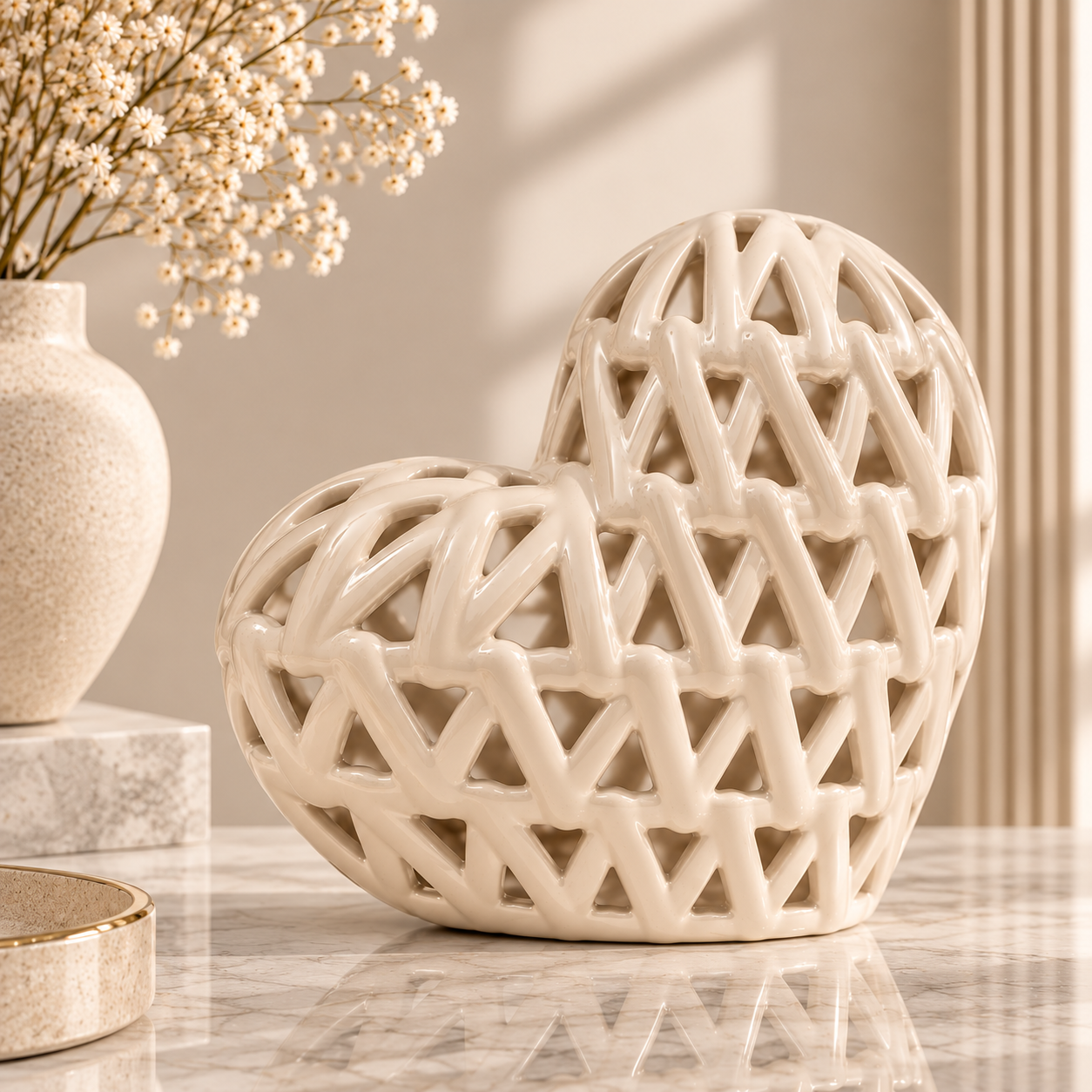 Glossy Lattice Heart on Marble Glossy Lattice Heart on Marble