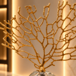 Golden Coral Sculpture in Warm Interior (1)
