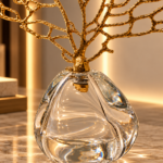 Golden Coral Sculpture on Crystal Base