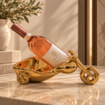 Golden Motorcycle Wine Holder Display