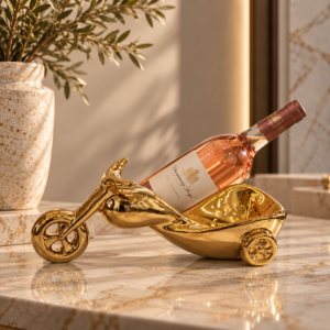 Golden Trike Wine Holder with Rosé Bottle