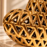 Lustrous Gold Lattice Heart Sculpture (1)
