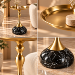 Luxurious Gold and Marble Table Showcase