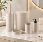 Luxurious Ribbed Bathroom Accessory Set