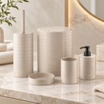 Luxurious Ribbed Bathroom Accessory Set