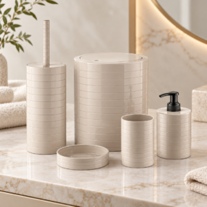 Luxurious Ribbed Bathroom Accessory Set