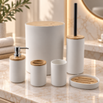 Luxury Bamboo Bathroom Accessories Set