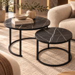 Luxury Marble Nesting Tables in a Warm Interior