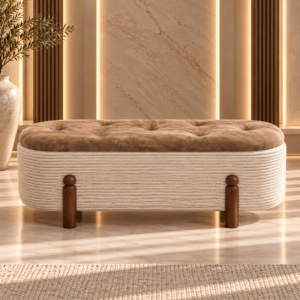 Luxury Ribbed Ottoman in a Warm Lobby (1)