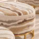 Marble Bouclé Gold Base Ottoman Trio