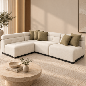 Minimalist Cream Sectional Living Room