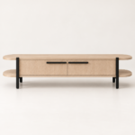 Minimalist Oak TV Console with Shelves