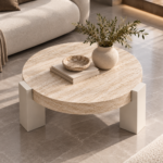 Minimalist Travertine Coffee Table Vignette