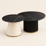 Nested Black Marble Tables with Fluted Bases (1)
