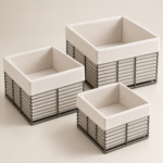 Nested Cream Fabric Wire Baskets