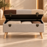 Open Storage Bench in Warm Modern Interior