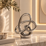 Polished Chrome Knot in Warm Modern Interior