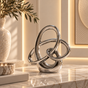 Polished Chrome Knot in Warm Modern Interior