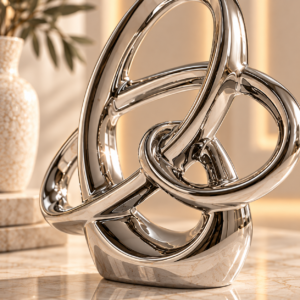 Polished Chrome Knot on Marble