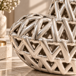 Reflective Chrome Heart Sculpture