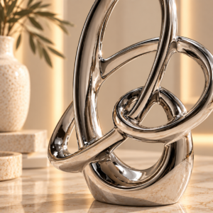 Reflective Chrome Loop Sculpture
