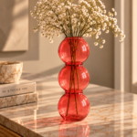 Ruby Glass Vase with Baby’s Breath