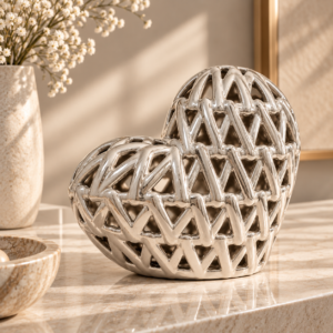 Sculpted Silver Heart Still Life
