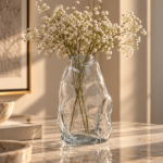 Sculptural Glass Vase with Baby’s Breath (1)