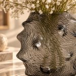 Sculptural Glass Vase with Baby’s Breath