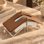 Sculptural Leather Wave Napkin Holder