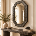 Sculptural Mirror and Warm Minimal Foyer