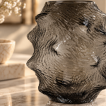 Sculptural Smoky Glass Vase on Marble (1)