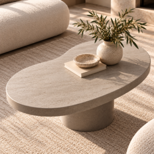 Sculptural Stone Table in a Sunlit Interior